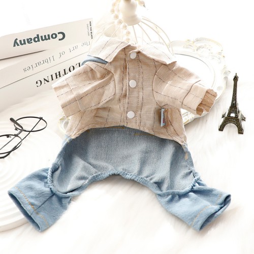 Pet Denim Jumpsuit Washable Fashion Soft Cat Fashion Denim Pants Apparel