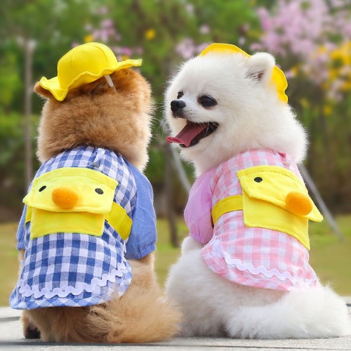 Little Yellow Duck Cartoon Backpack Pet Clothes Dog Cat Supplies Spring Summer Autumn Suit Clothes