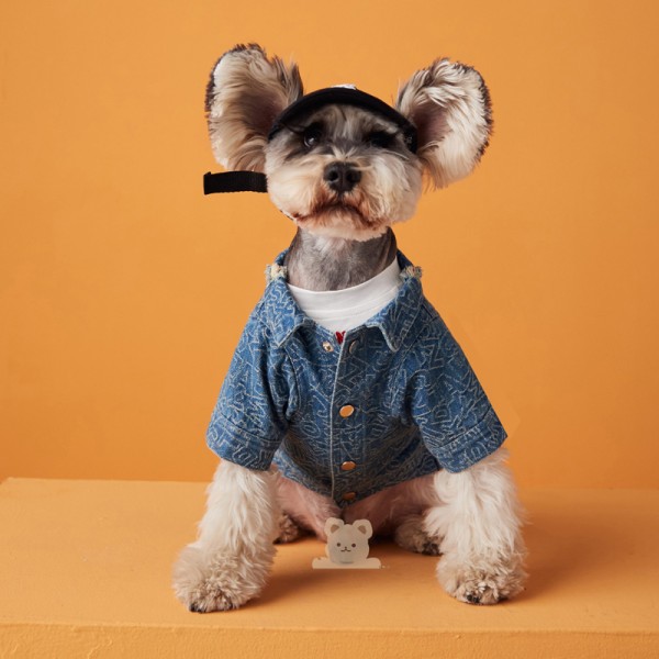 Net Red Tide Brand Spring and Autumn New Small Dog Teddy Bears Marcus Bomei Denim Shirt Coat