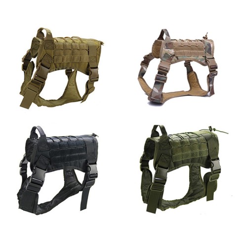 Camouflage Tactical Dog Harness Set Adjustable Dog Harness Outdoor Pet Vest Suitable for Small Medium and Large Dogs