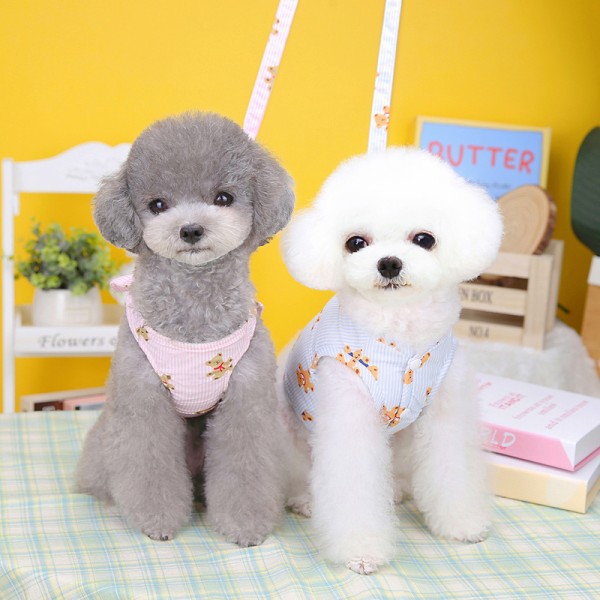 Dog Back Chest Clothes Leash Harness Small Dog Portable Tow Rope Puppy Costume Chest For Dog French Bulldog Pet Vest